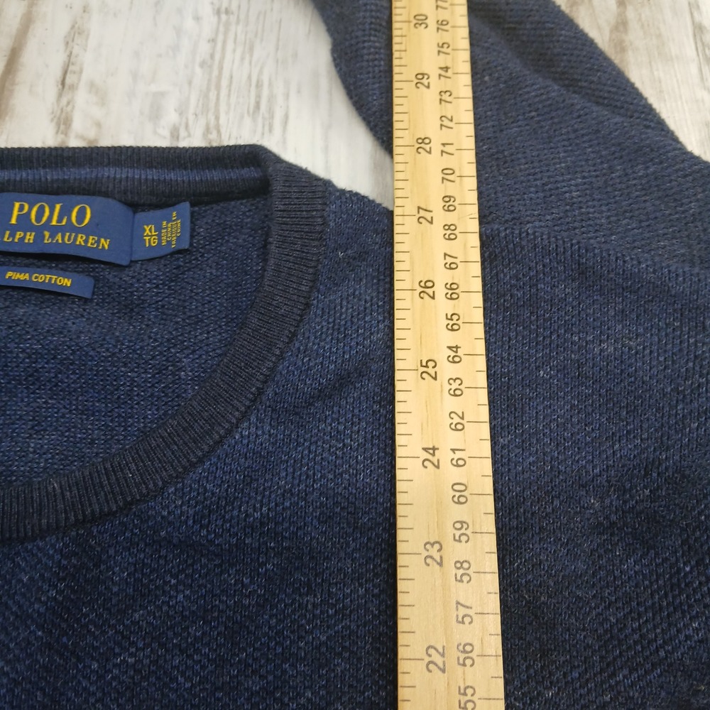 Polo‎ Ralph Lauren Mens Pima Cotton Crewneck Sweater Navy Blue XL - Picture 8 of 9